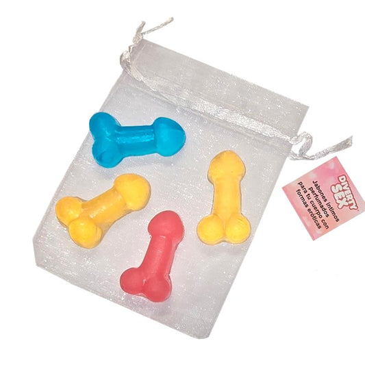 DIVERTY SEX - SET DE 4 MINI JABONES FORMA DE PENE DE COLORES