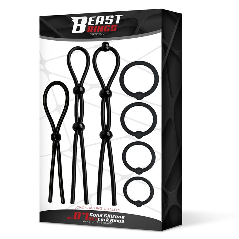 BEAST RINGS - SET DE 7 ANILLOS PARA EL PENE SILICONA SÓLIDA