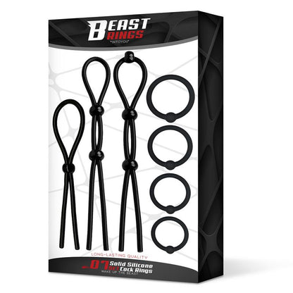 BEAST RINGS - SET DE 7 ANILLOS PARA EL PENE SILICONA SÓLIDA