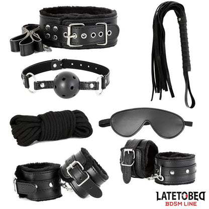 LATETOBED BDSM LINE - SET DE 7 PIEZAS DE BONDAGE NEGRO