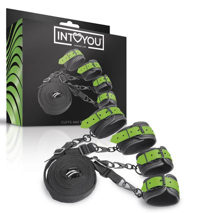 INTOYOU SHINING LINE - SET DE ATADURAS PARA LA CAMA CON ESPOSAS QUE BRILLAN EN LA OSCURIDAD
