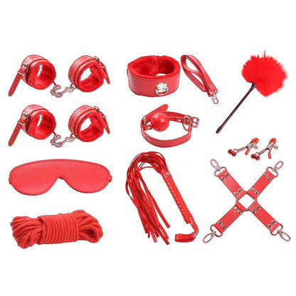 INTOYOU BDSM LINE - SET DE BONDAGE 10 PIEZAS ROJO