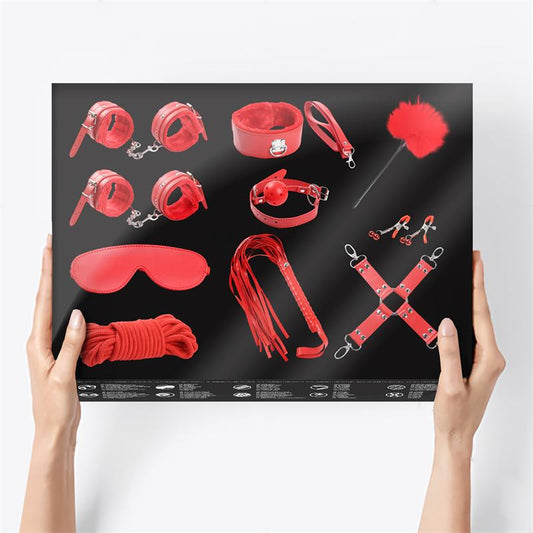 INTOYOU BDSM LINE - SET DE BONDAGE 10 PIEZAS ROJO
