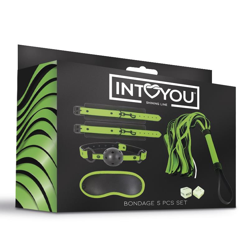 INTOYOU SHINING LINE - SET DE BONDAGE CON 5 PIEZAS QUE BRILLAN EN LA OSCURIDAD