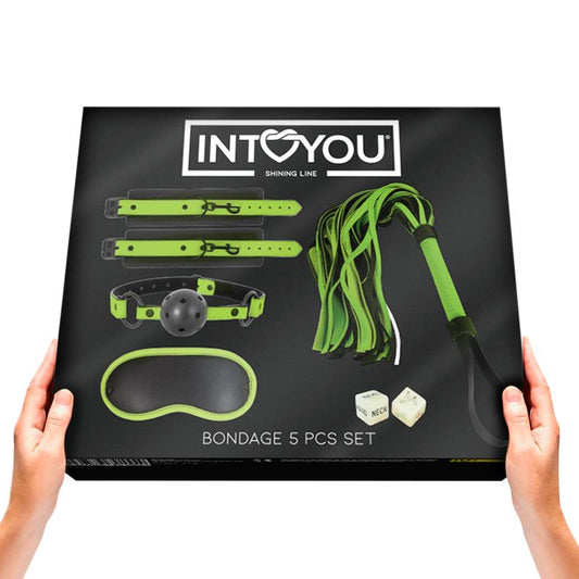 INTOYOU SHINING LINE - SET DE BONDAGE CON 5 PIEZAS QUE BRILLAN EN LA OSCURIDAD