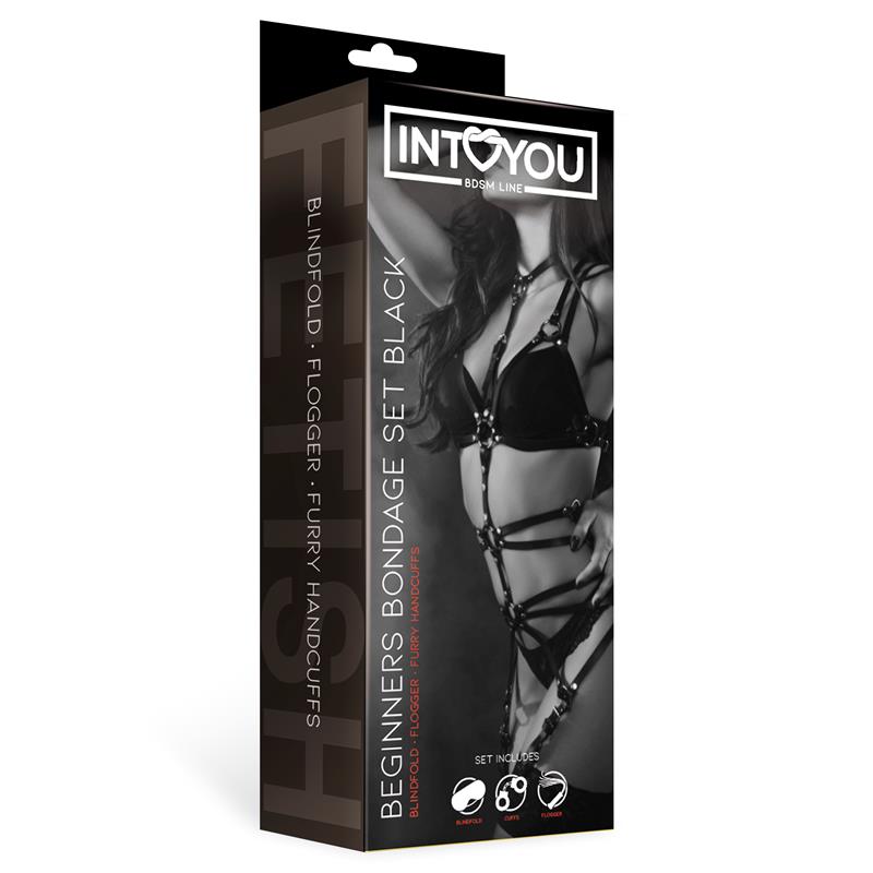 INTOYOU BDSM LINE - SET DE BONDAGE PARA PRINCIPIANTES BEGINNERS 3 PIEZAS NEGRO