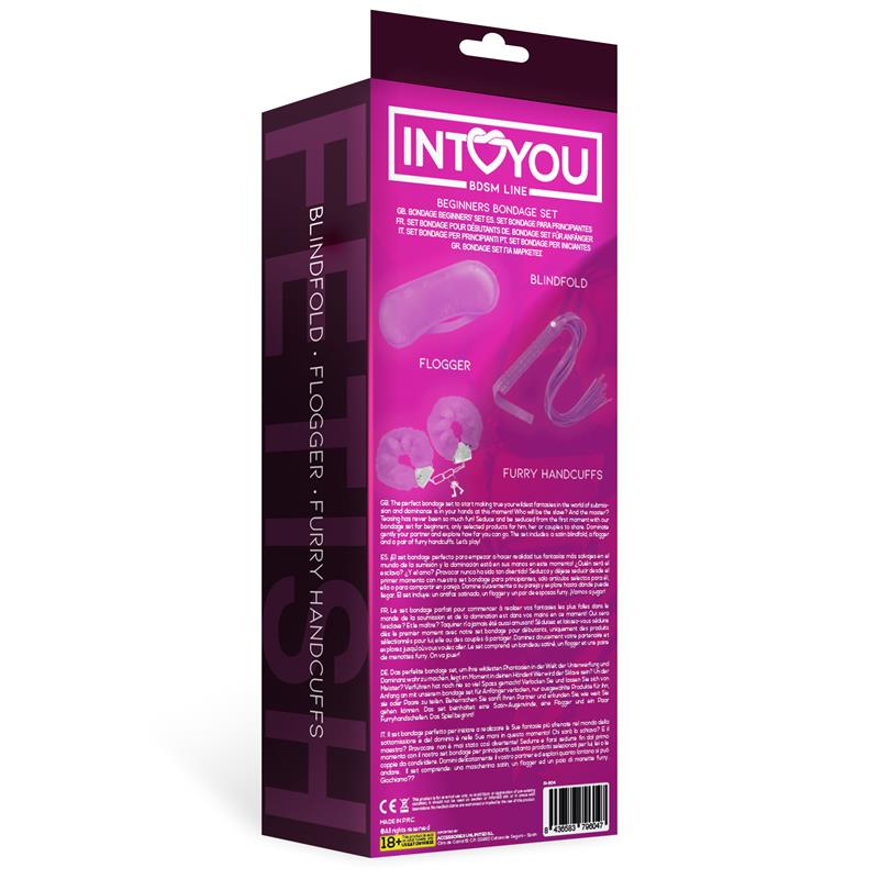 INTOYOU BDSM LINE - SET DE BONDAGE PARA PRINCIPIANTES BEGINNERS 3 PIEZAS PÚRPURA