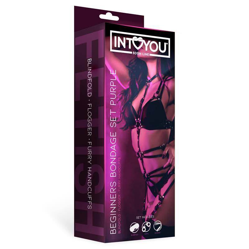 INTOYOU BDSM LINE - SET DE BONDAGE PARA PRINCIPIANTES BEGINNERS 3 PIEZAS PÚRPURA