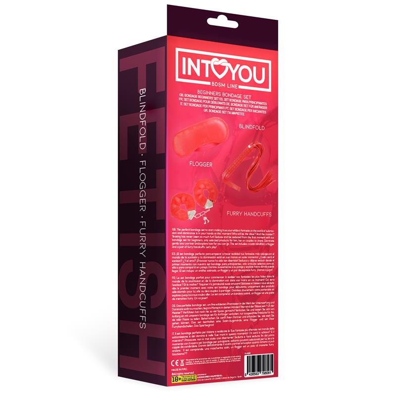 INTOYOU BDSM LINE - SET DE BONDAGE PARA PRINCIPIANTES BEGINNERS 3 PIEZAS ROJO