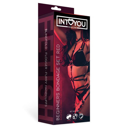 INTOYOU BDSM LINE - SET DE BONDAGE PARA PRINCIPIANTES BEGINNERS 3 PIEZAS ROJO
