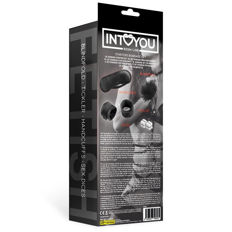 INTOYOU BDSM LINE - SET DE BONDAGE PARA PRINCIPIANTES STARTERS 4 PIEZAS NEGRO
