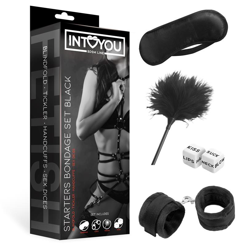 INTOYOU BDSM LINE - SET DE BONDAGE PARA PRINCIPIANTES STARTERS 4 PIEZAS NEGRO