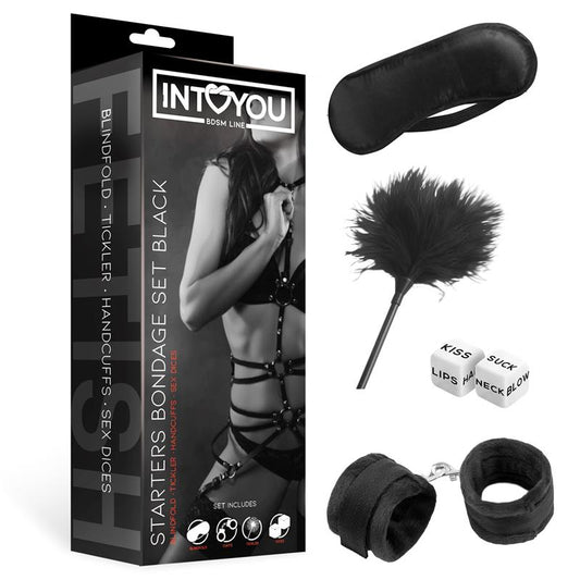INTOYOU BDSM LINE - SET DE BONDAGE PARA PRINCIPIANTES STARTERS 4 PIEZAS NEGRO
