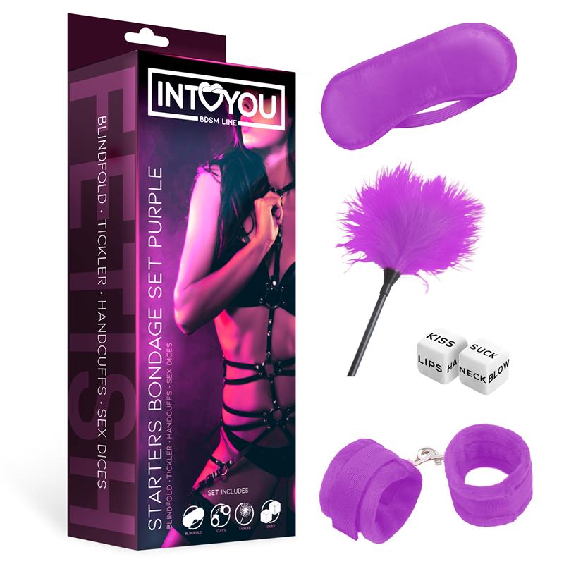 INTOYOU BDSM LINE - SET DE BONDAGE PARA PRINCIPIANTES STARTERS 4 PIEZAS PÚRPURA