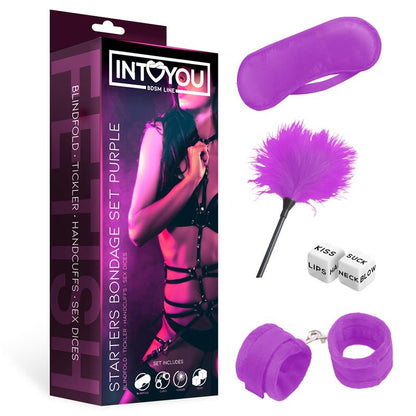 INTOYOU BDSM LINE - SET DE BONDAGE PARA PRINCIPIANTES STARTERS 4 PIEZAS PÚRPURA