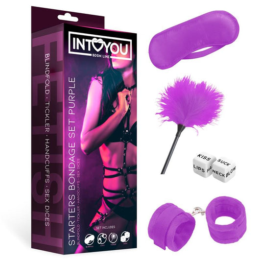INTOYOU BDSM LINE - SET DE BONDAGE PARA PRINCIPIANTES STARTERS 4 PIEZAS PÚRPURA