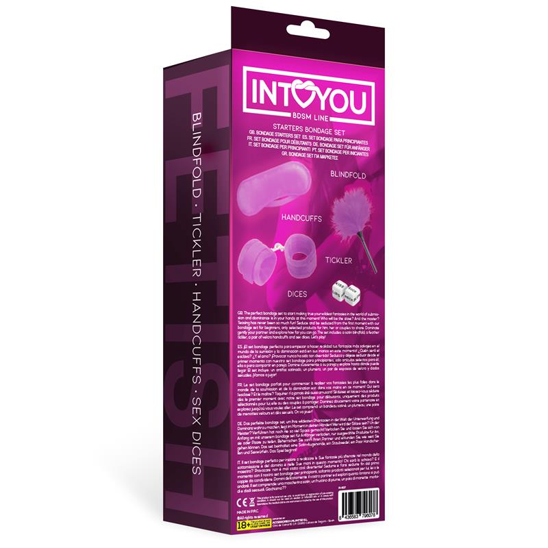 INTOYOU BDSM LINE - SET DE BONDAGE PARA PRINCIPIANTES STARTERS 4 PIEZAS PÚRPURA