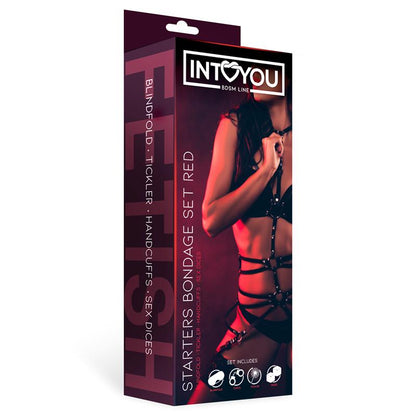 INTOYOU BDSM LINE - SET DE BONDAGE PARA PRINCIPIANTES STARTERS 4 PIEZAS ROJO