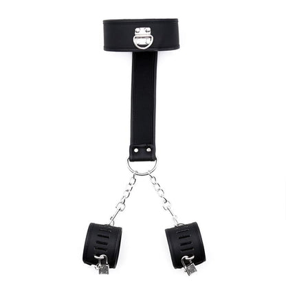 INTOYOU BLACK SHADOW - SET DE COLLAR CON ESPOSAS Y PARA MUÑECAS CUERO VEGANO