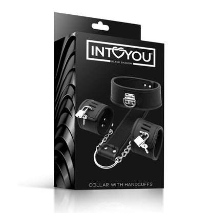 INTOYOU BLACK SHADOW - SET DE COLLAR CON ESPOSAS Y PARA MUÑECAS CUERO VEGANO