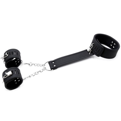 INTOYOU BLACK SHADOW - SET DE COLLAR CON ESPOSAS Y PARA MUÑECAS CUERO VEGANO