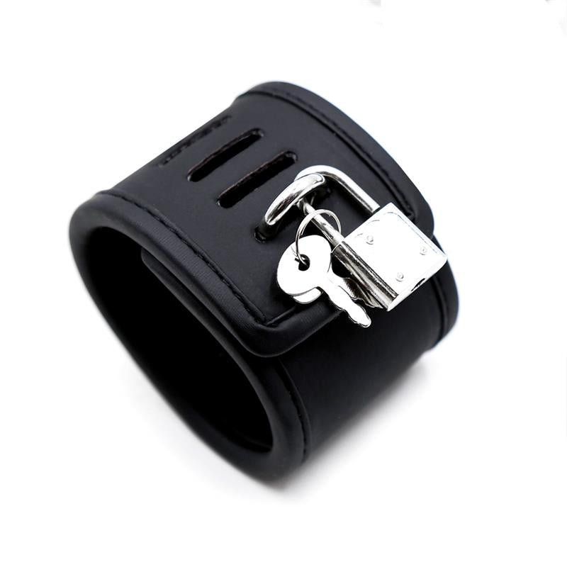 INTOYOU BLACK SHADOW - SET DE COLLAR CON ESPOSAS Y PARA MUÑECAS CUERO VEGANO