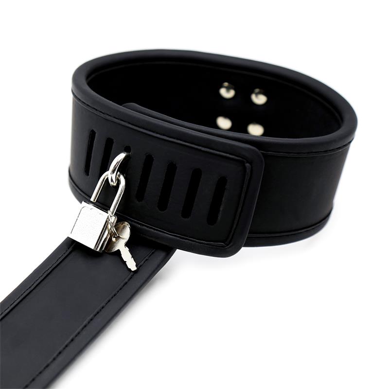 INTOYOU BLACK SHADOW - SET DE COLLAR CON ESPOSAS Y PARA MUÑECAS CUERO VEGANO