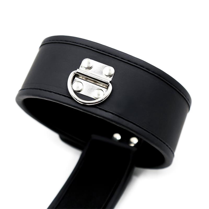 INTOYOU BLACK SHADOW - SET DE COLLAR CON ESPOSAS Y PARA MUÑECAS CUERO VEGANO