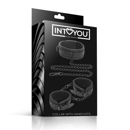 INTOYOU BLACK SHADOW - SET DE COLLAR Y ESPOSAS PARA MUÑECAS CUERO VEGANO