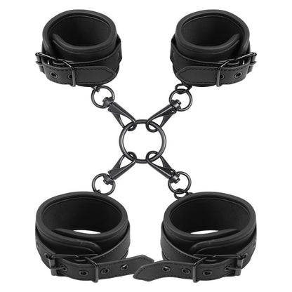 INTOYOU BLACK SHADOW - SET DE ESPOSAS PARA TOBILLOS Y MUÑECAS CUERO VEGANO