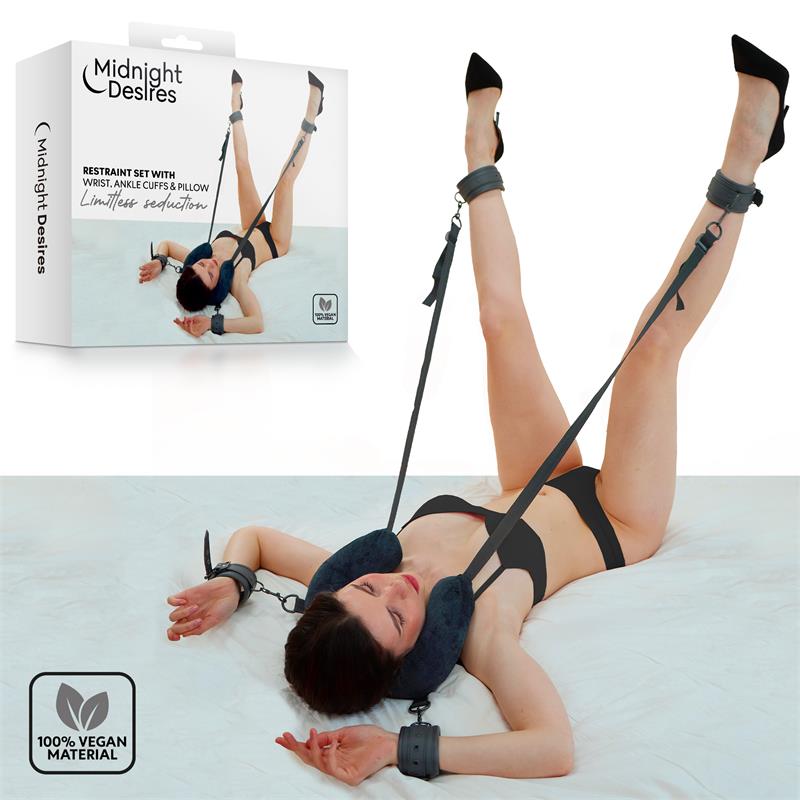 MIDNIGHT DESIRES - SET DE RESTRICCIONES CON COJÍN PARA EL CUELLO