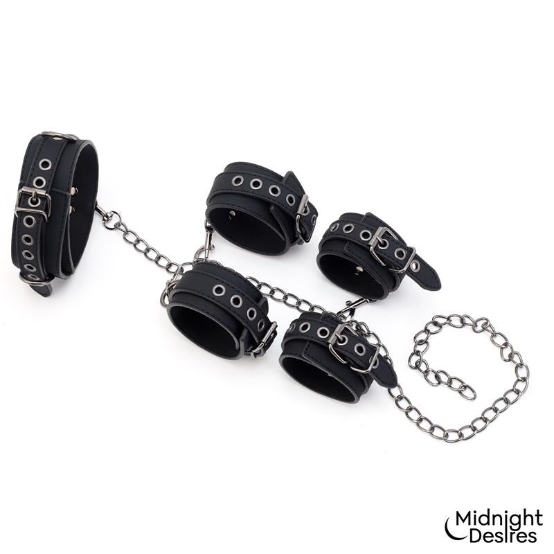 MIDNIGHT DESIRES - SET DE RESTRICCIONES CON COLLAR Y ESPOSAS