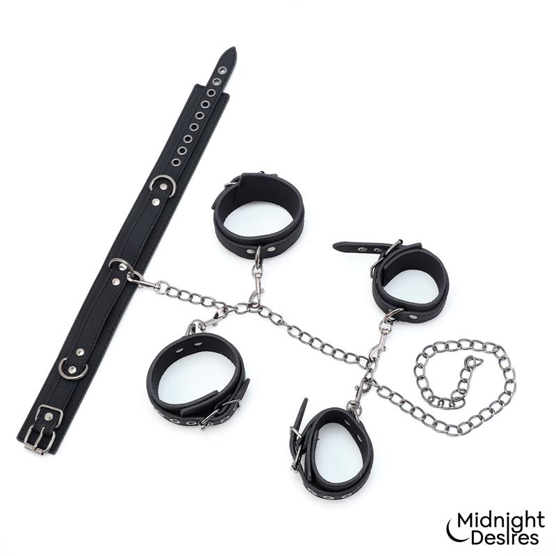 MIDNIGHT DESIRES - SET DE RESTRICCIONES CON COLLAR Y ESPOSAS