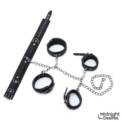 MIDNIGHT DESIRES - SET DE RESTRICCIONES CON COLLAR Y ESPOSAS