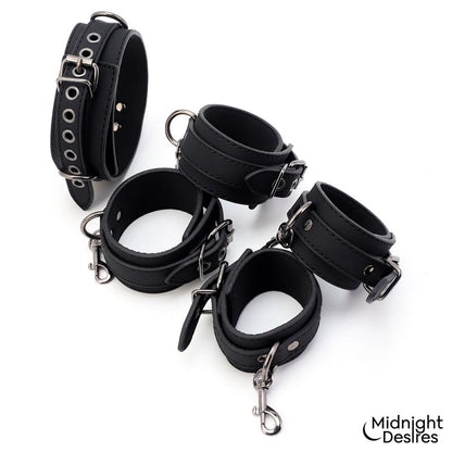 MIDNIGHT DESIRES - SET DE RESTRICCIONES CON COLLAR Y ESPOSAS