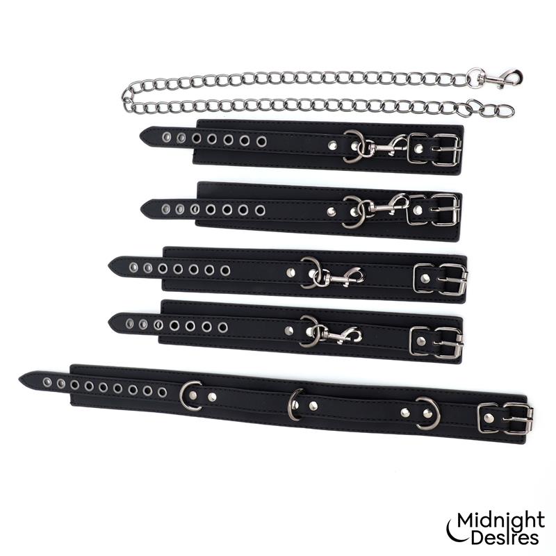 MIDNIGHT DESIRES - SET DE RESTRICCIONES CON COLLAR Y ESPOSAS