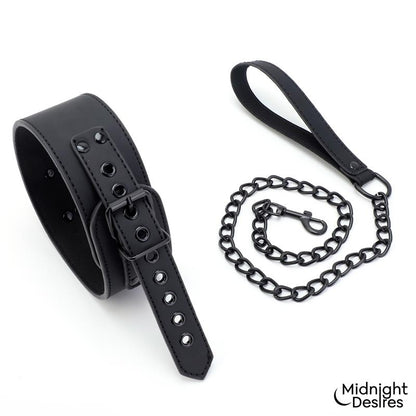 MIDNIGHT DESIRES - SET DE RESTRICCIONES CON ESPOSAS Y COLLAR CON CORREA