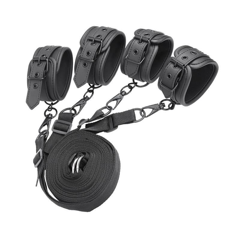 INTOYOU BLACK SHADOW - SET DE RESTRICCIONES PARA LA CAMA CUERO VEGANO