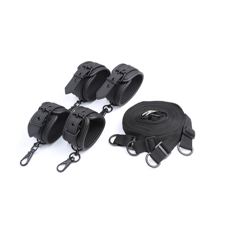 INTOYOU BLACK SHADOW - SET DE RESTRICCIONES PARA LA CAMA CUERO VEGANO