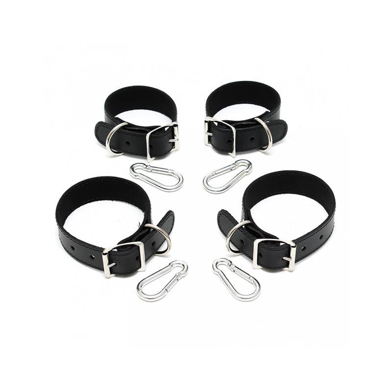 BONDAGE PLAY - SET ESPOSAS PARA MANOS Y PIES CUERO 2.5CM