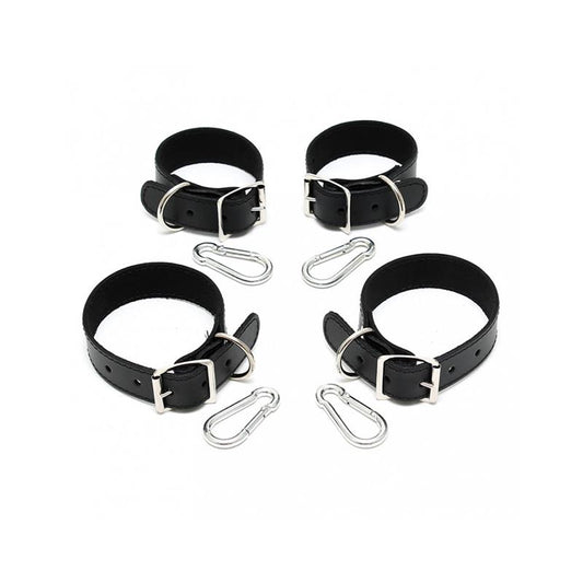 BONDAGE PLAY - SET ESPOSAS PARA MANOS Y PIES CUERO 2.5CM