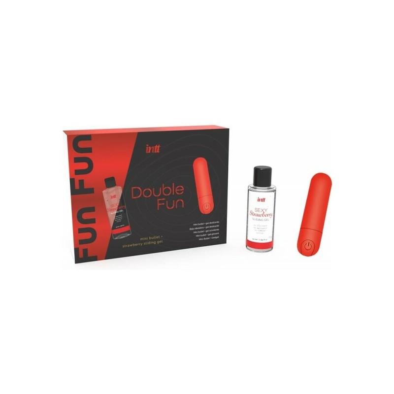 INTT RELEASES - DOUBLE FUN KIT CON BALA VIBRADORA Y GEL DE MASAJE FRESA