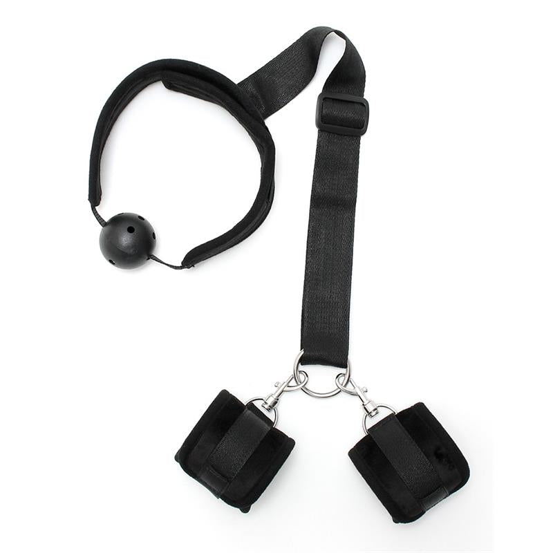 BONDAGE PLAY - SET MORDAZA Y ESPOSAS NEGRO