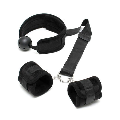 BONDAGE PLAY - SET MORDAZA Y ESPOSAS NEGRO