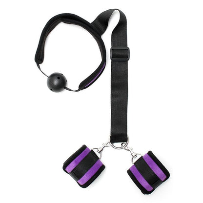 BONDAGE PLAY - SET MORDAZA Y ESPOSAS PURPURA
