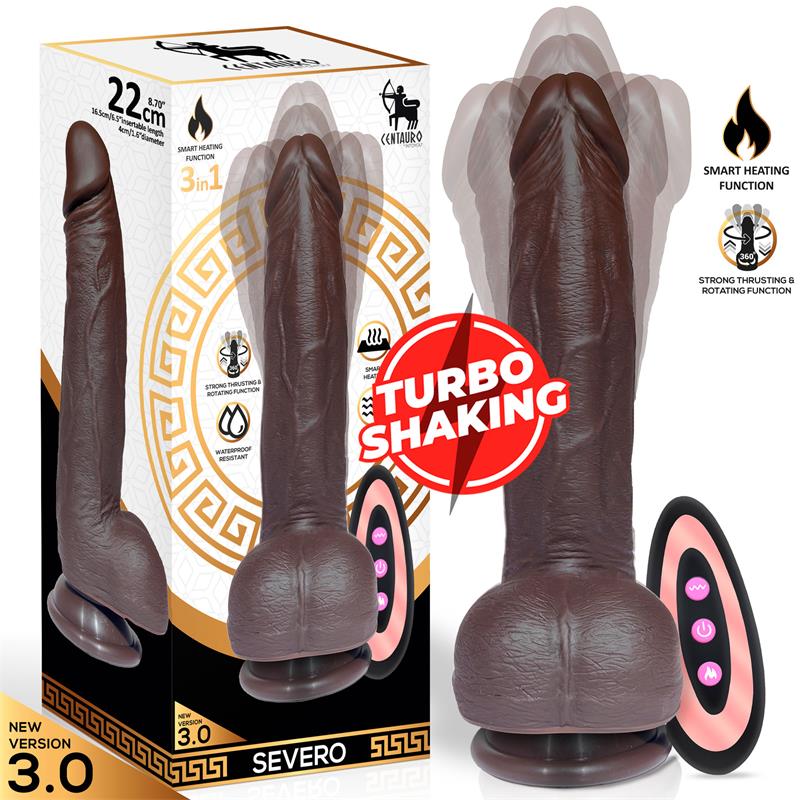 CENTAURO - SEVERO DILDO REALISTA TURBO SHAKING THRUSTING, ROTACIÓN 360º CONTROL REMOTO EFECTO CALOR
