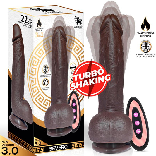CENTAURO - SEVERO DILDO REALISTA TURBO SHAKING THRUSTING, ROTACIÓN 360º CONTROL REMOTO EFECTO CALOR