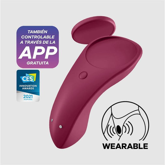 SATISFYER - SEXY SECRET ESTIMULADOR DE BRAGUITA CON APP WINE RED