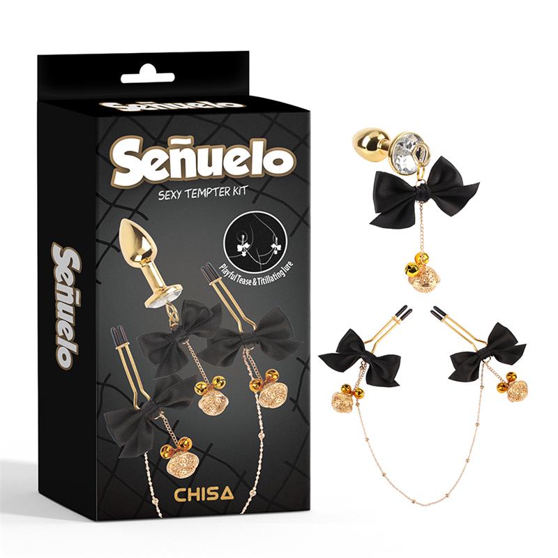CHISA - SEXY TEMPTER KIT DE PLUG ANAL Y PINZAS PARA PEZONES
