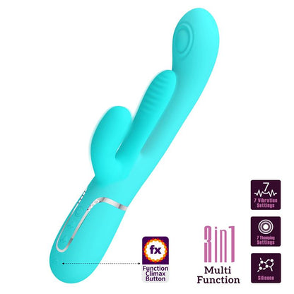 PRETTYLOVE - SHANIA VIBRADOR CON LENGUA Y THUMPING TURQUESA